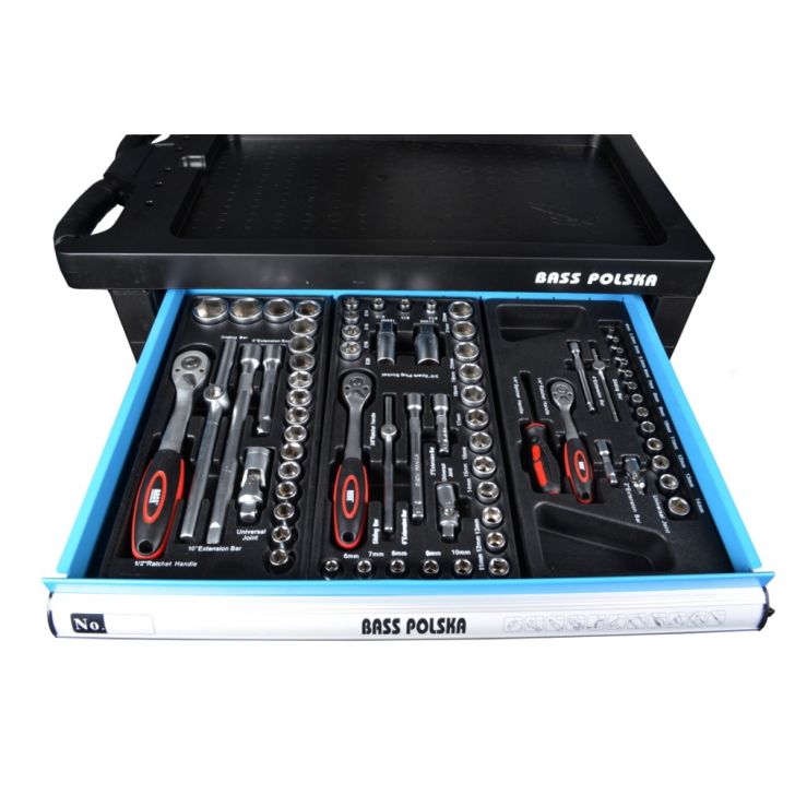 Instrumentu ratiņi ar septiņām atvilktnēm un instrumentiem BP-3063