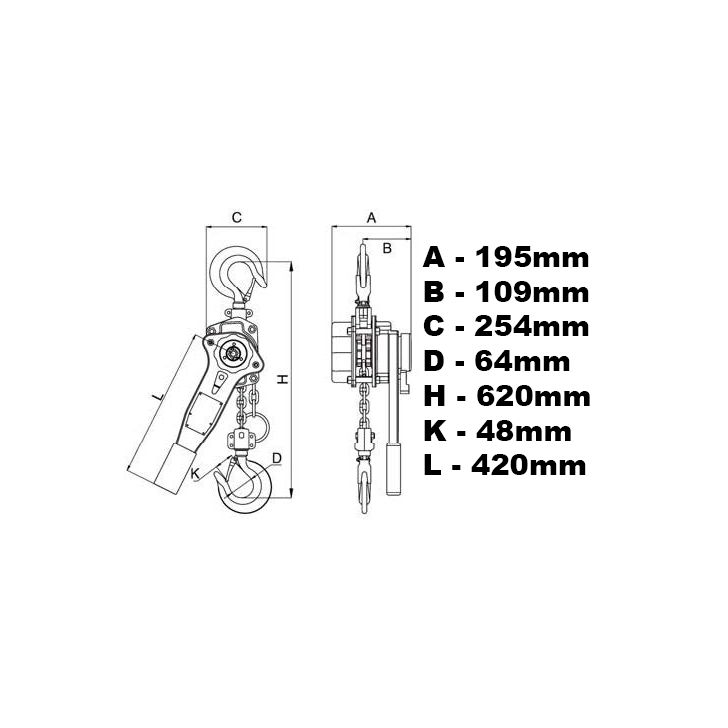 WH6000 ķēdes āķa vinča 6000kg 6t