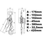 WH1500 - ķēdes āķa vinča 1500kg 1,5t