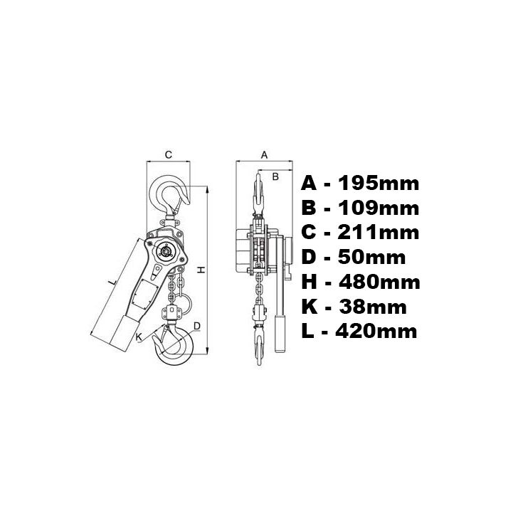 WH3200 - ķēdes āķa vinča 3000kg 3t