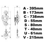 H10000 - ķēdes āķa vinča 10000kg 10t