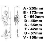 H5000 5000 kg ķēdes āķa vinča 5t