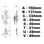 H1000 - ķēdes āķa vinča 1000kg 1t