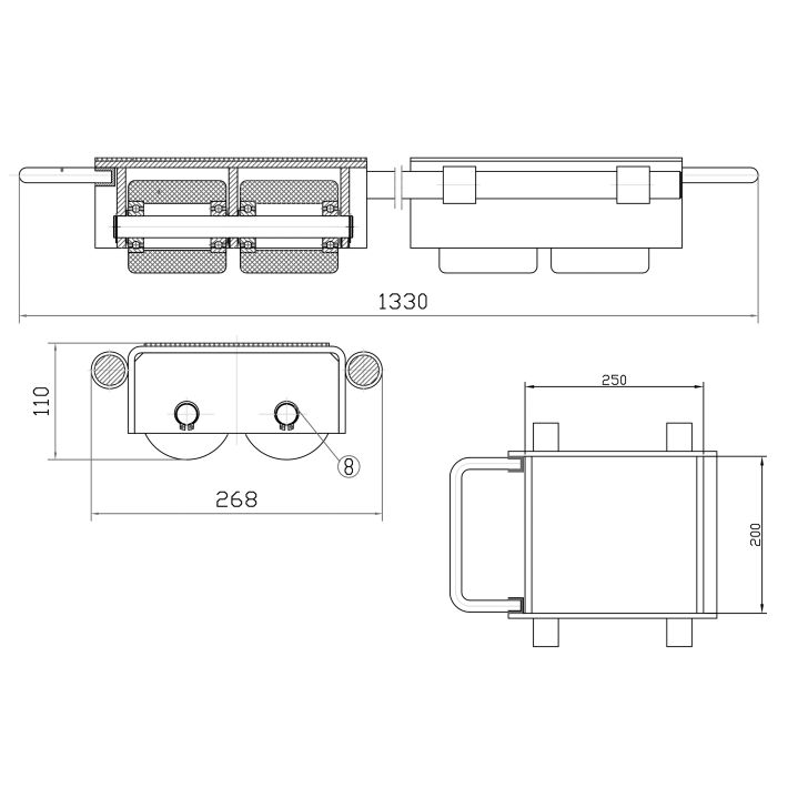 PRT12 - Divkāršie transportēšanas veltņi, konveijeri 12000kg 12t
