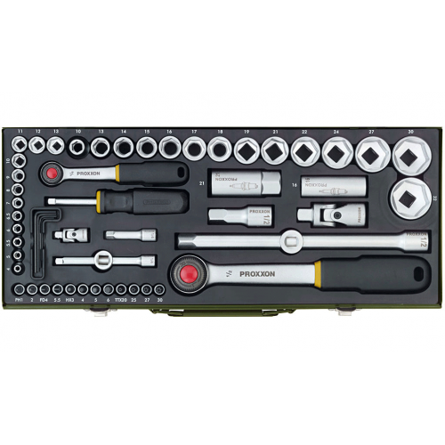Gala atslēgu komplekts Proxxon 1/4''+1/2'', 56 gab., No 23 040