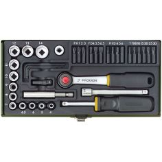 Socket wrench set Proxxon 1/4'', 35 pcs., No. 23 070