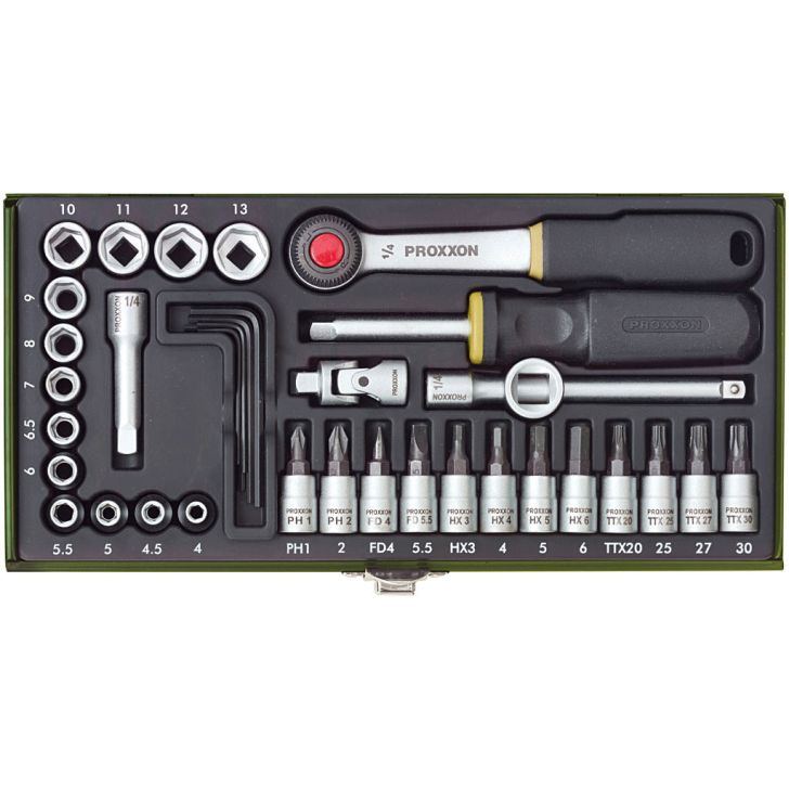 Socket wrench set Proxxon 1/4&#39;&#39;, 36 pcs., From 23 080