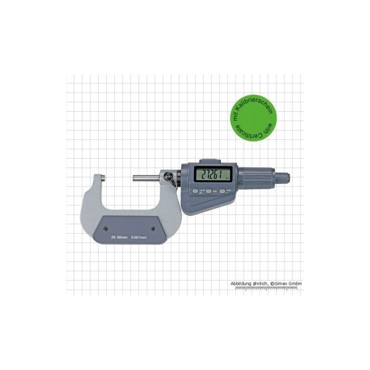 Digital micrometer 0-25mm calibrated, with certificate