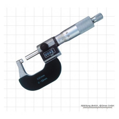 Mikrometrs ar skaitītāju 0-25mm, 0.01mm, DIN 863