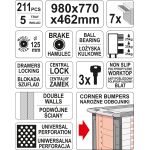 Instrumentu skapis YT-55290 ar 211 instrumentiem un 7 atvilktnēm