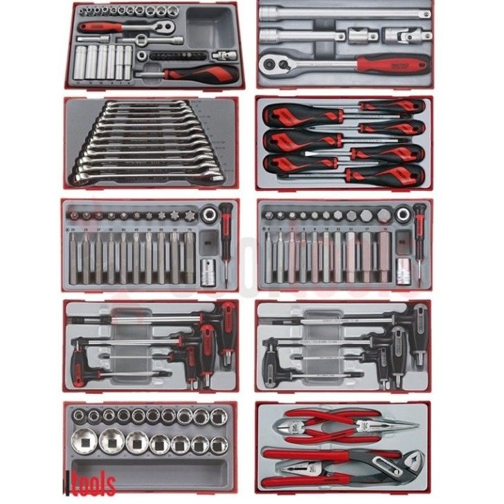 Instrumentu skapis Teng Tools ar 141 instrumentiem un 7 atvilktnēm