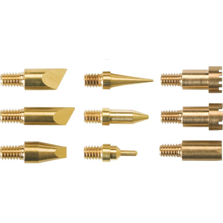 Pirogrāfijas komplekts ar 9 uzgaļiem koka kastē