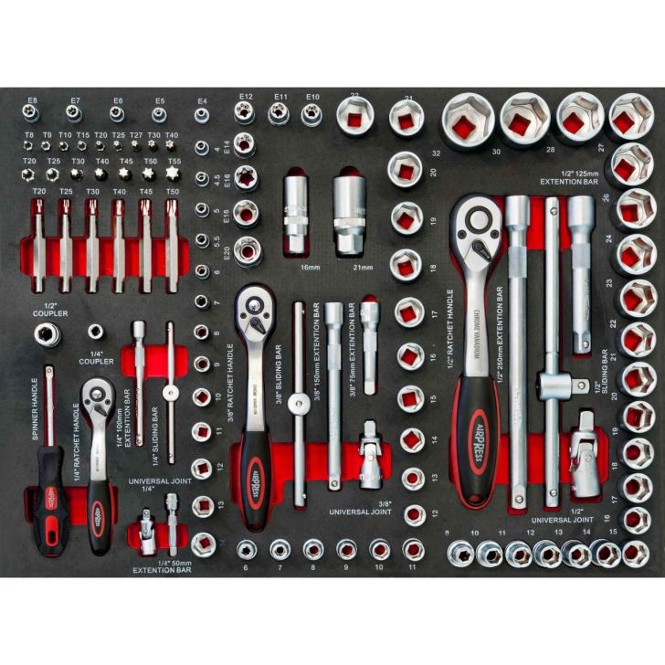 Pārvietojams instrumentu skapis ar instrumentiem 217 gab.