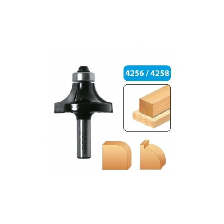 Milling cutter 1/4 semicircular HM 1 D22 R5 Q6/Rlt