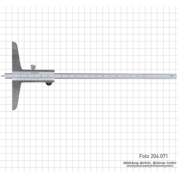 Измерение глубины кончиком ручки, 200 x 100 мм, 0,02 мм, INOX