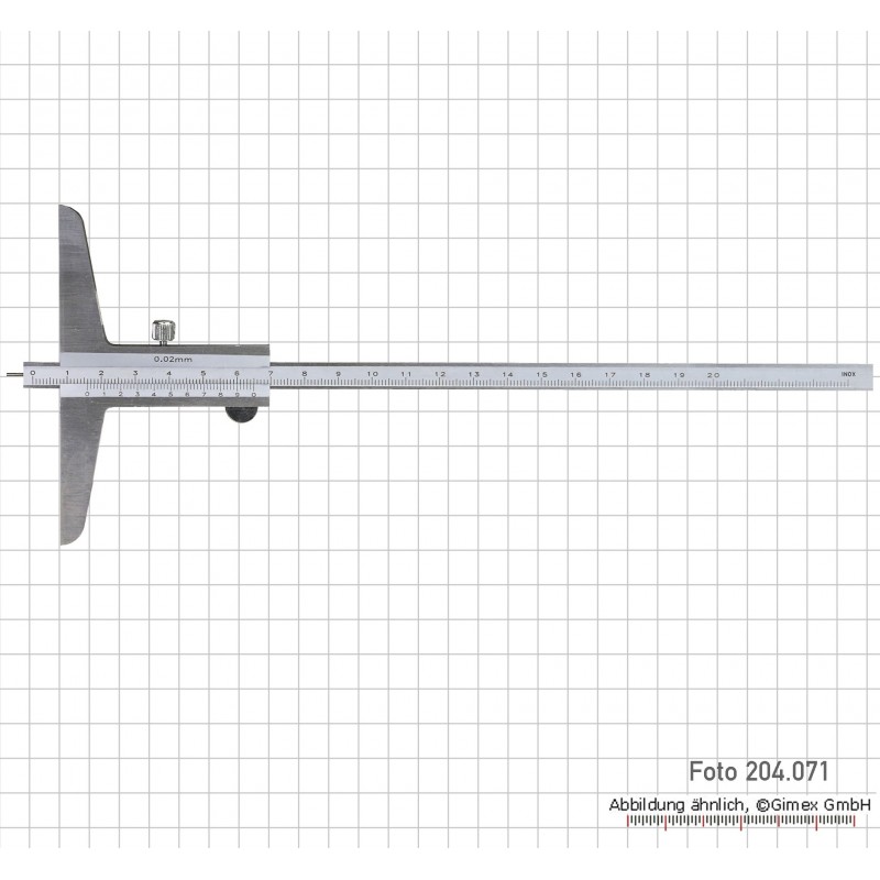 Dziļuma mērīšana ar pildspalvas galu, 200 x 100 mm, 0,02 mm, INOX