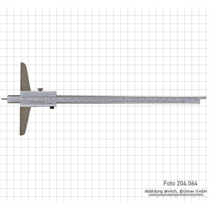 Dziļuma mērīšana ar pildspalvas uzgali un apgriežamu, 200 x 100 x 0,05 mm, INOX