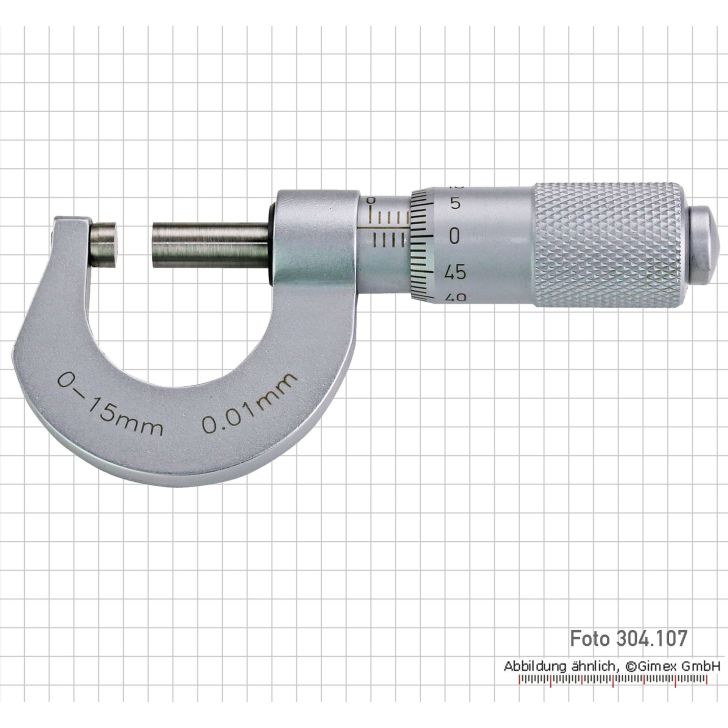 Outside micrometers, satin chrome plated, 0 - 15 mm