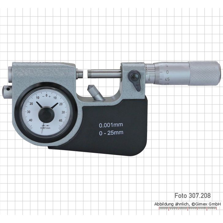 Outside micrometers with fine pointer, 0 - 25 mm