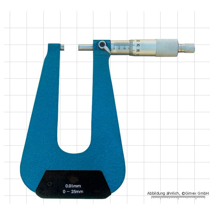 Outside micrometer with 100 mm bracket depth, 0 - 25 mm