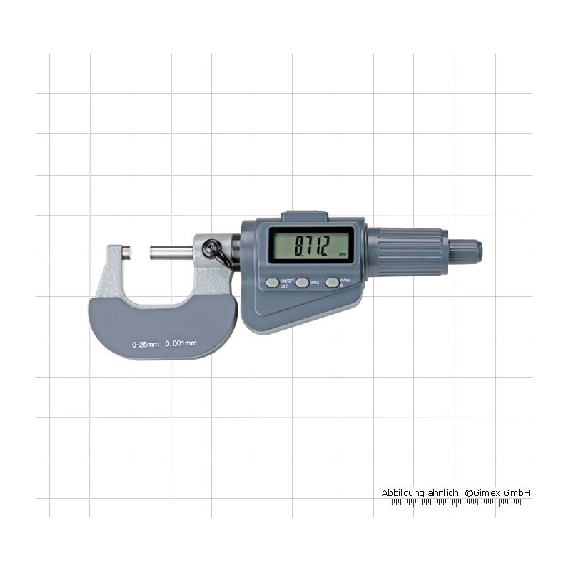Digitālais ārējā mikrometrs ar berzes sprūdratu, 0 - 25 mm