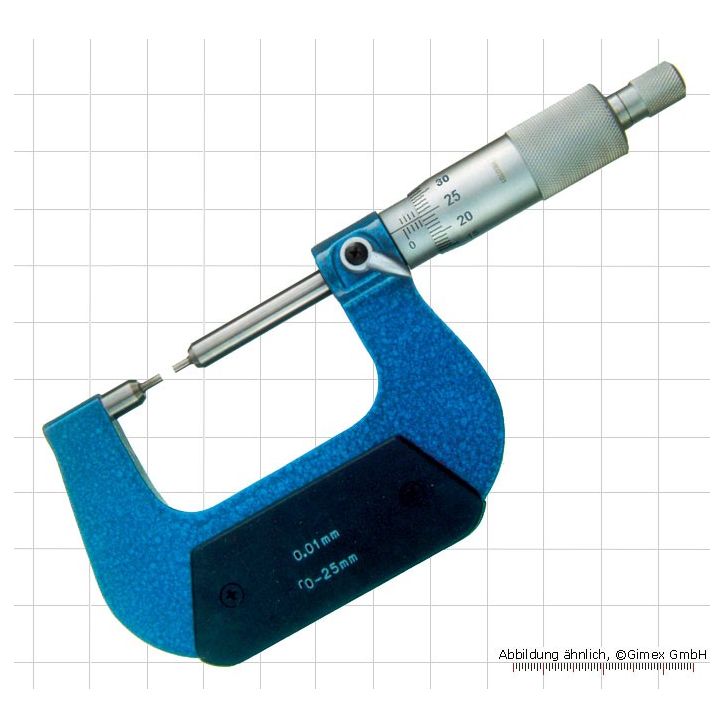 Outside micrometers with stepped measuring surfaces, 0 - 25 mm