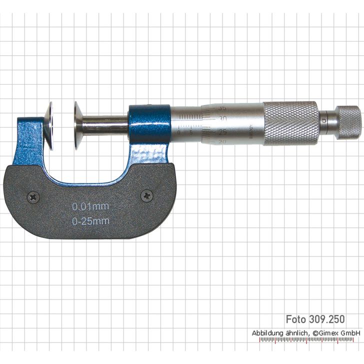 Disc micrometer, 0 - 25 mm, 20 mm disc