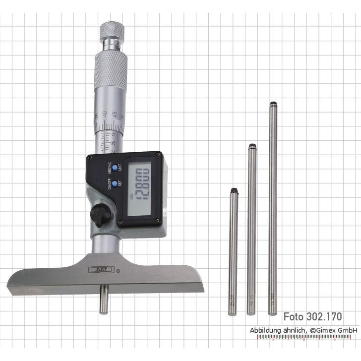 Цифровые микрометры глубины, IP65, 0–100 мм