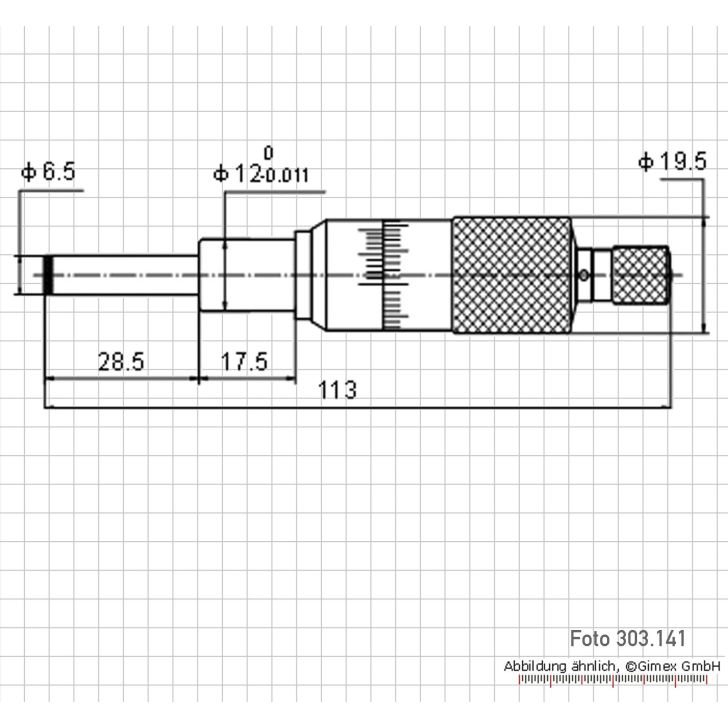 Built-in micrometers, parallax-free, 25 mm, plane-parallel