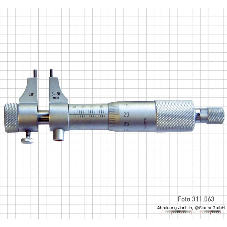 Внутренний микрометр с изогнутыми измерительными поверхностями, 5–30 мм