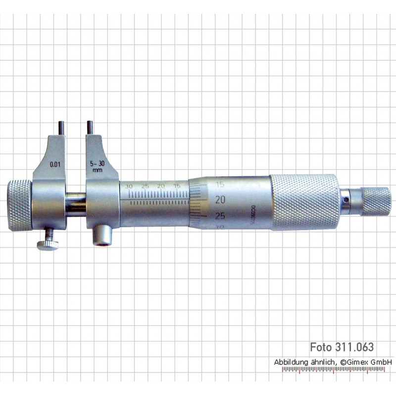 Iekšējais mikrometrs ar izliektām mērvirsmām, 5 - 30 mm
