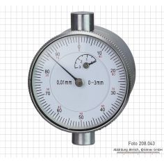 Dial indicator with rear measuring shaft, 3 x 0.01 mm 2