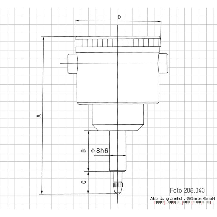 Dial indicator with rear measuring shaft, 3 x 0.01 mm
