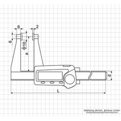 Digital caliper for sheet thickness, 50 x 50 mm 2