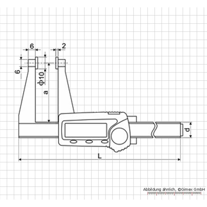 Digital caliper for sheet thickness, 50 x 50 mm