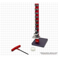 Holder for measuring block test set for micrometers, with flat glass