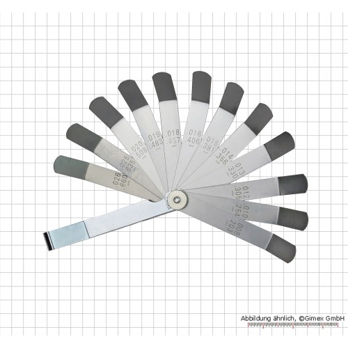 Mērometrs vārstu iestatīšanai, kloķis, 0,203-0,660 mm/0,008"-0,025", 12 gab.