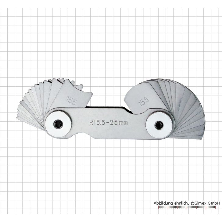 Radius template, 15.5 - 25.0 mm