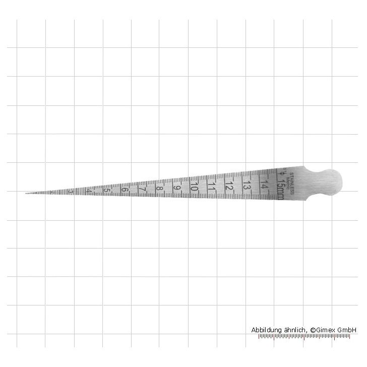 Steel target, 1 - 15 mm, reading 0.1 mm