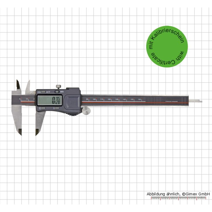 Digital caliper 150 mm, with calibration certificate