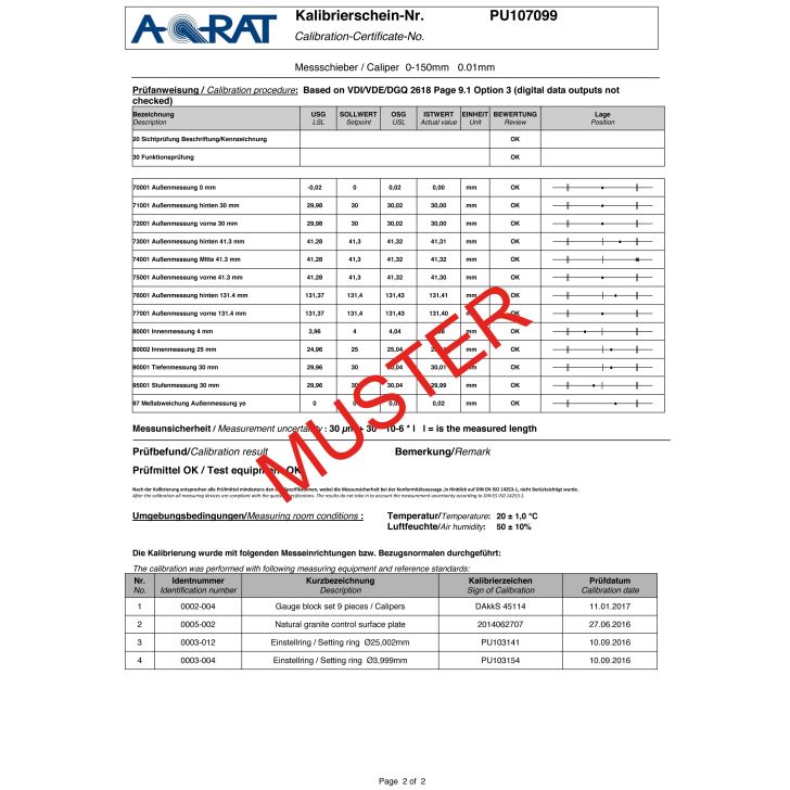Digital caliper 300 mm, with calibration certificate