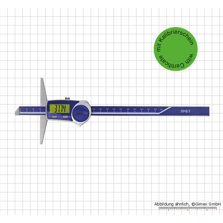 Depth, IP 67, 200 x 100 mm with calibration certificate