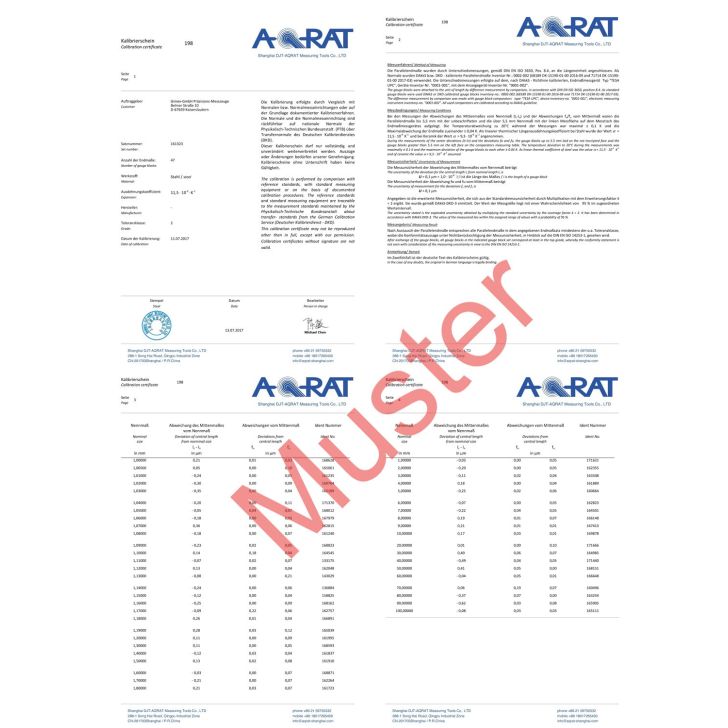 Measuring block made of steel, quality 2, 32 pcs. with work calibration certificate