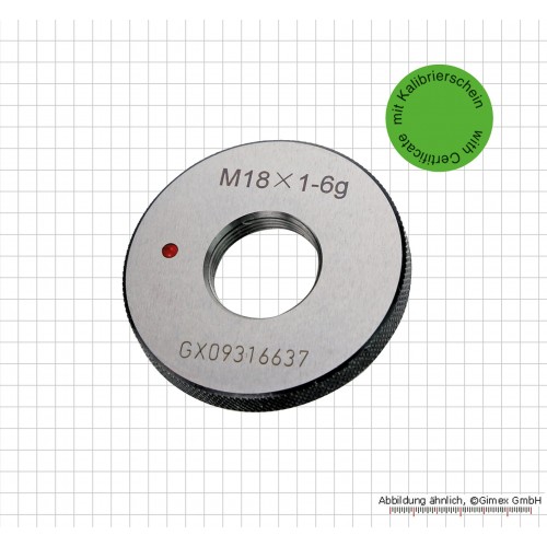 Vītnes gredzena mērītājs REJECT ar kalibrēšanas sertifikātu, M 6 x 1