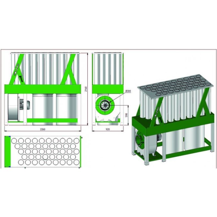 HOLZING RLA S 300 пылеудаляющий аппарат, 7500Вт, 8900 м³/ч