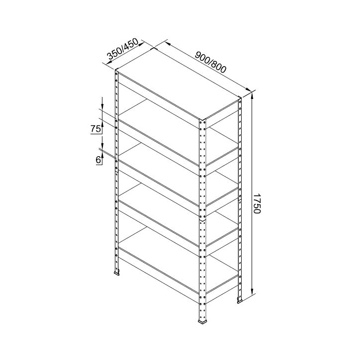 DRABEST metal storage shelf 175x40x90 cm, up to 220 kg!