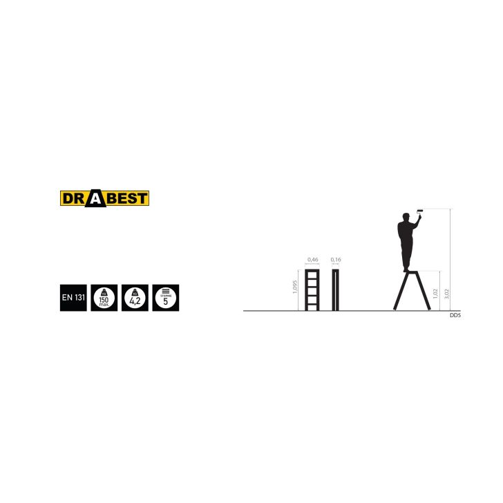 Лестница алюминиевая двусторонняя DRABEST DD5