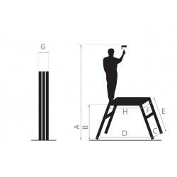 Alumīnija platforma Drabest HOP-UP 75x30 cm (150 kg)