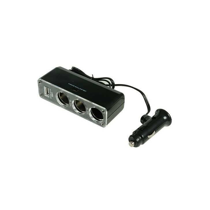 Auto cigarette lighter splitter + USB adapter