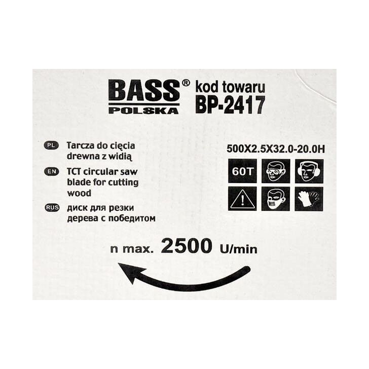 Zaga ripa kokam 500 mm x 2,5 mm x 60 T x 32,0–20,0 H